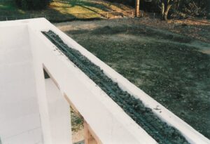 Shows top of first floor of autoclaved aerated wall